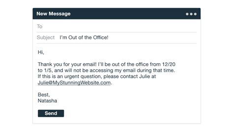 Out Of Office Auto Reply Message Sample For Business - Business Walls