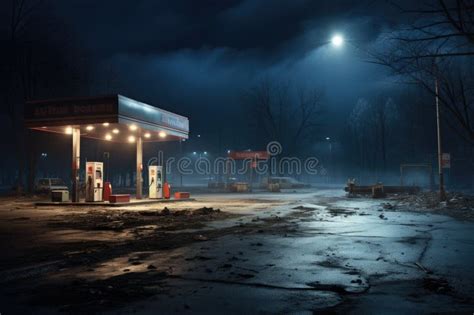 Gas Station at Night. Renewable Power Concept Stock Illustration ...