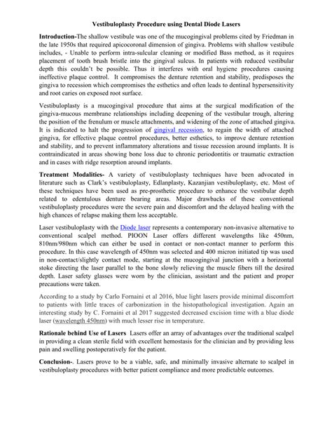 (PDF) Vestibuloplasty Procedure using Dental Diode Lasers