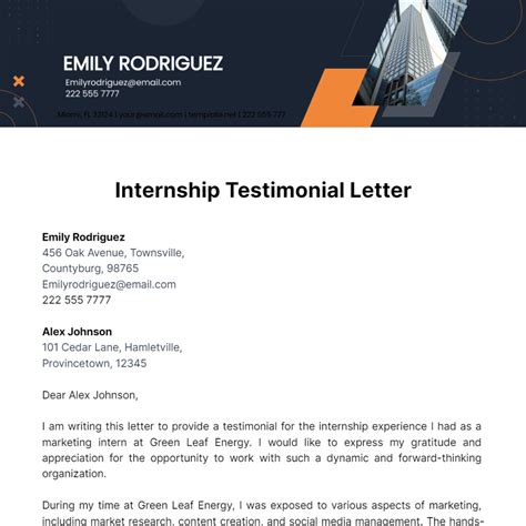 Free Internship Testimonial Letter Template - Edit Online & Download | Template.net