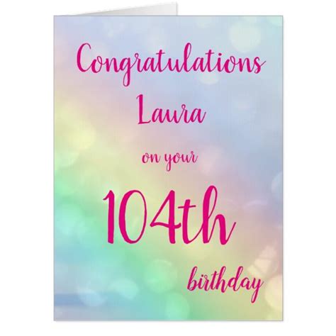 Large Happy 104th Birthday personalised greeting Card | Zazzle.com