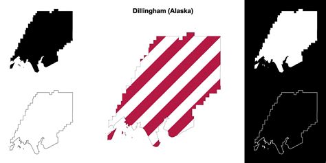 Dillingham Borough, Alaska outline map set 43576709 Vector Art at Vecteezy