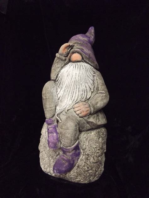 Garden Gnome Statue Fantasy Elf Sitting Man Woodland Yard Art | Etsy