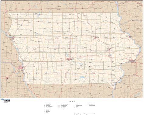 Iowa Wall Map with Roads by Map Resources - MapSales.com