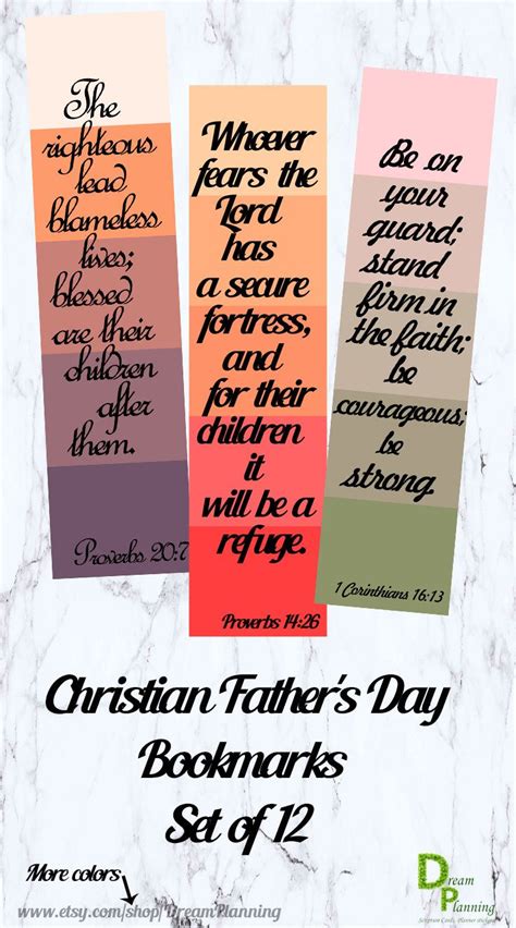 Christian Father's Day Bookmarks Christian Bookmarks Printable Bible Journaling Bible Verses ...