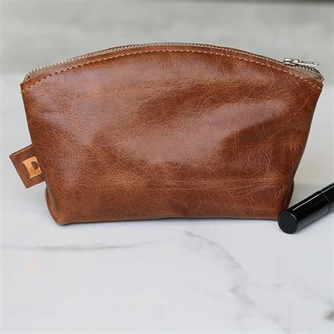 Brown Leather Makeup Bag • Handcrafted Quality • Duvall Leatherwork