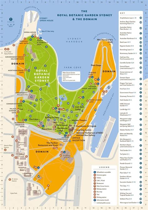 Sydney botanic gardens map - Royal botanic gardens sydney map (Australia)