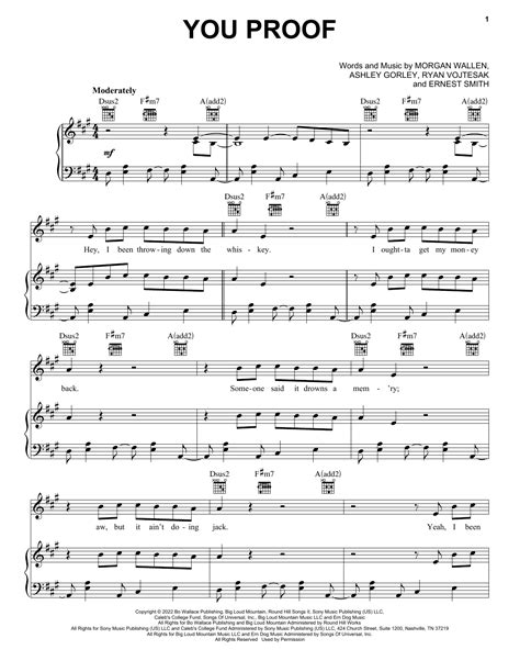 Morgan Wallen You Proof Sheet Music Notes, Chords | Sheet music notes, Sheet music, Music notes