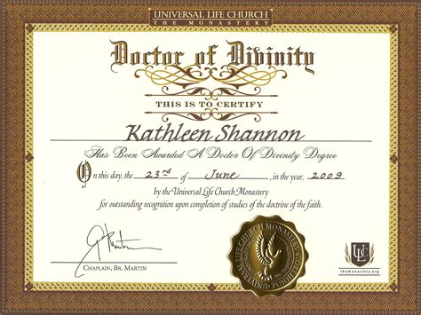 Certificate Wall - Kathleen's Ministry