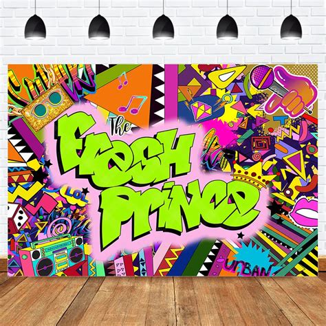 Graffiti Themed Fresh Prince Backdrop for Photography Photocall Hip Pop Glow Party Banner Photo ...