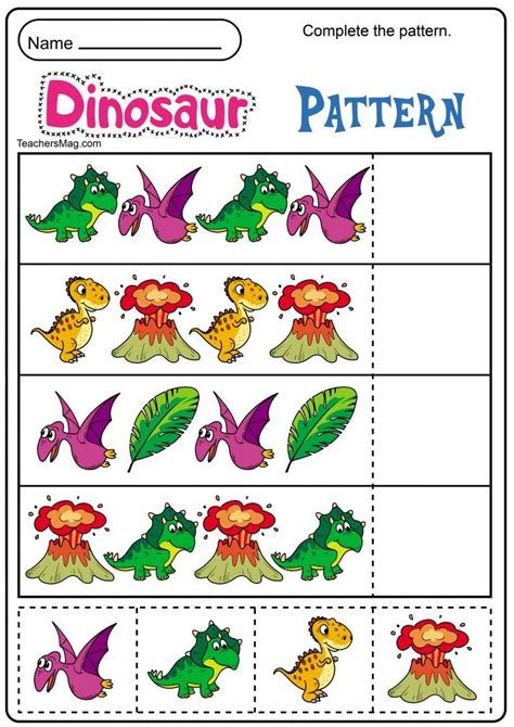 Dinosaur Pattern Worksheets - Worksheet For Study