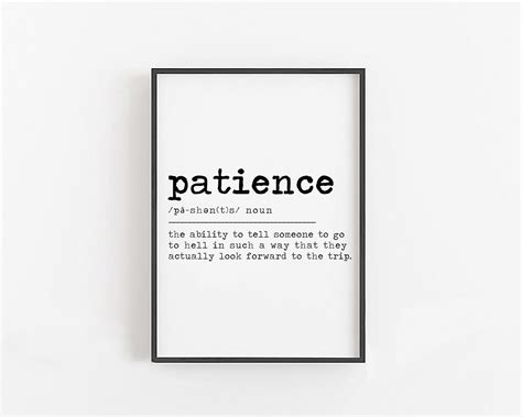 Patience Definition Print Patience Sign for Wall Funny - Etsy Canada