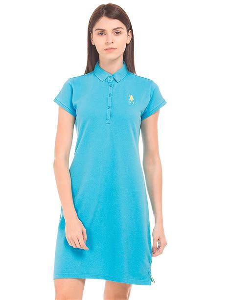 Buy U.S. Polo Assn. Women Solid Polo Collar T-Shirt Dress - NNNOW.com