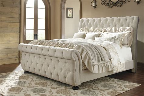 Willenburg Linen Queen Upholstered Sleigh Bed, B643-77-74-98, Ashley