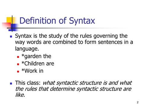 PPT - Syntax: The analysis of sentence structure PowerPoint Presentation - ID:431239