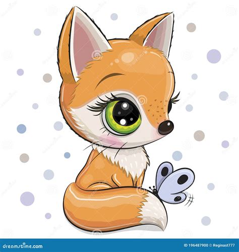 Cartoon Fox Isolated on a White Background Stock Vector - Illustration ...