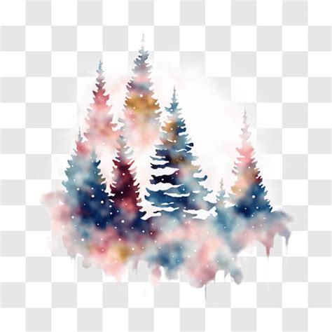 Download Snowy Pine Trees Watercolor Painting for Holiday Decor PNG Online - Creative Fabrica