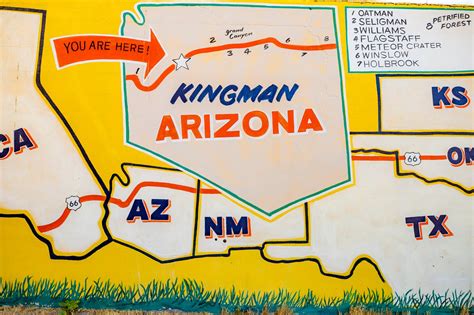 Yellow Route 66 Mural in Kingman, Arizona » Route 66 Road Map