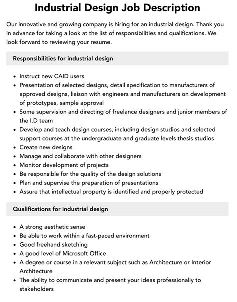 Industrial Design Job Description | Velvet Jobs