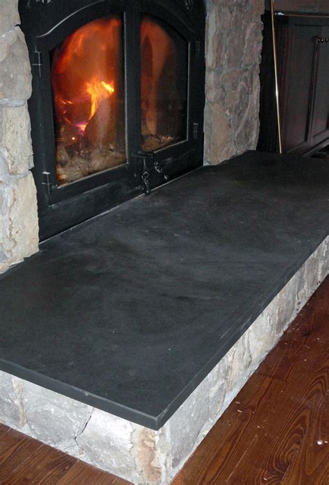 Black slate Fireplace Hearth - Natural Stone one piece hearth pad ...