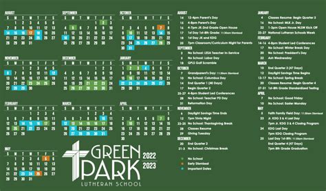 Yearly Calendar - Green Park Lutheran School