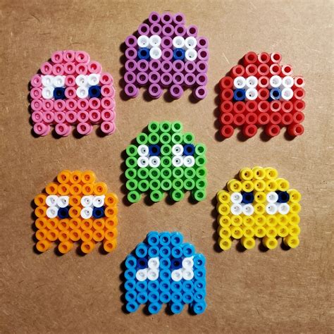 Pacman Ghosts Pack of 7 Perler Bead Keychain/magnet Pacman - Etsy