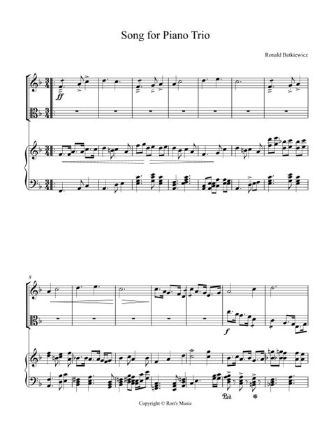 Song for Piano Trio Sheet Music | Ronald Batkiewicz | Piano Solo