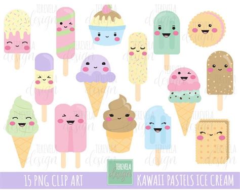 ICE CREAM Clipart Kawaii Ice Cream Clipart Pastel Colors Ice | Etsy | Ice cream clipart, Clip ...