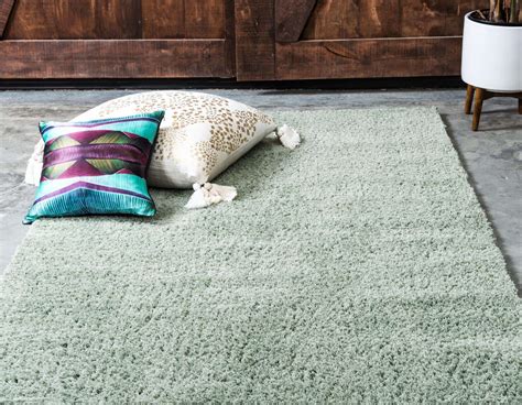 Sage Green 5' x 8' Studio Solid Shag Rug | eSaleRugs