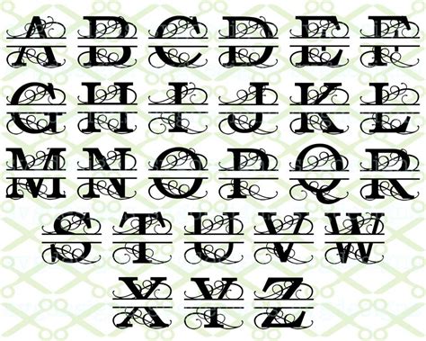 FLOURISH SPLIT MONOGRAM SVG-Cricut & Silhouette Files SVG DXF EPS PNG ...