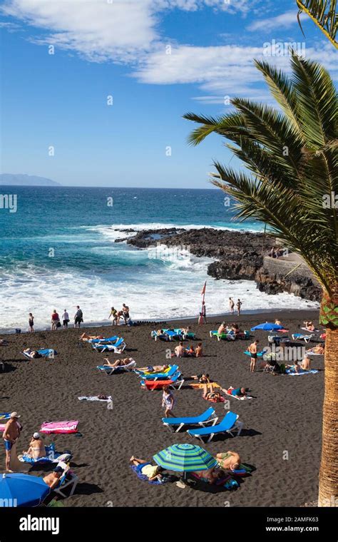 Playa da la Arena beach, Puerto de Santiago, Tenerife, Canary Islands ...