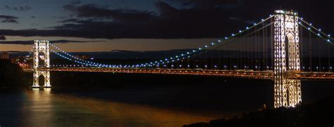 Wallpaper : cityscape, night, evening, dusk, suspension bridge, George ...