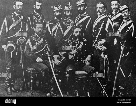 Group of Spanish army officers in dress uniforms circa 1890 Stock Photo ...