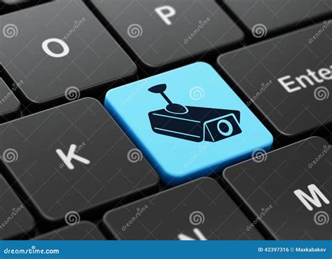 Security Concept: Cctv Camera on Computer Keyboard Stock Illustration - Illustration of blue ...