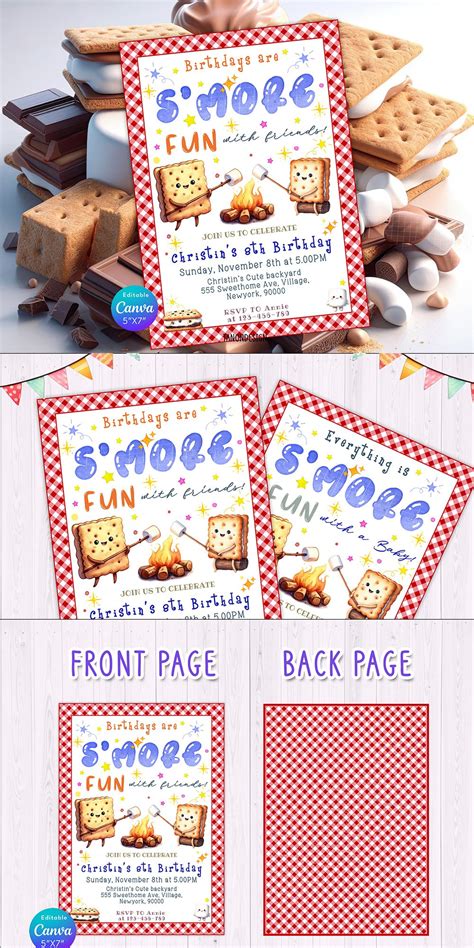 Editable S'more Birthday Invitation l Baby Shower Invitation