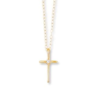 Diamond Cross Necklace 14K Yellow Gold 15" | Kay