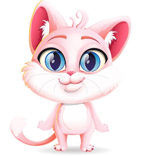 Pink Cat Cartoon Vector Character | GraphicMama