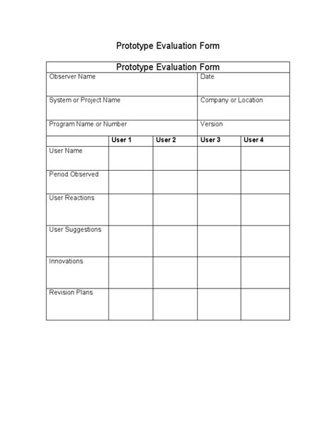 Prototype Evaluation Form | PDF