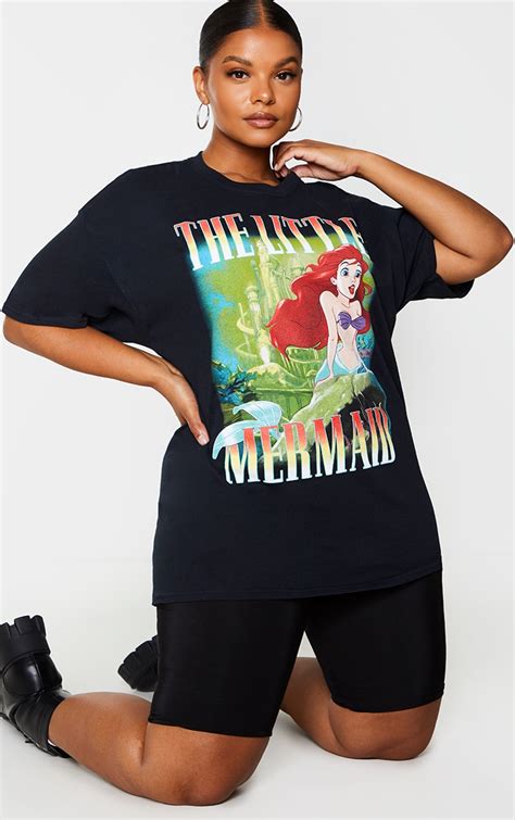 Plus Black Disney The Little Mermaid T Shirt | PrettyLittleThing QA