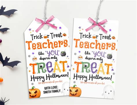 Halloween Teacher Gift Tags, Teacher Treats Tags, Teacher Cookies Tags ...