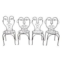 Vintage Wrought Iron Face Stools in the mode of John Risley at 1stDibs | face chairs, john ...