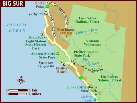 map Big Sur parks and points of interest - Google Search | Big sur, Big sur state park, West ...