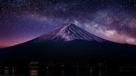 Free Photo | Fuji mountain with milky way at night.