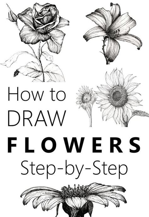 Realistic Flower Drawing Step By Step - Easy Drawing for Beginers