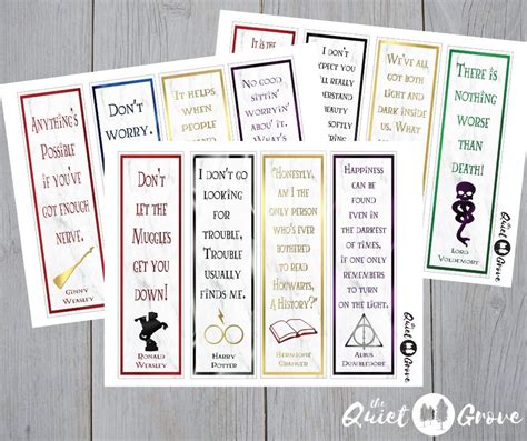 12 Free Printable Harry Potter Quote Bookmarks ⋆ The Quiet Grove