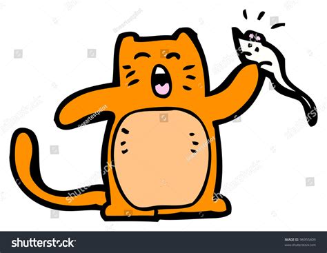 Cartoon Cat Eating Mouse Stock Photo 96955409 : Shutterstock