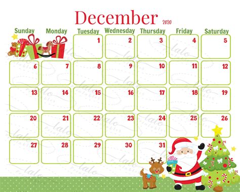 Printable December Calendar