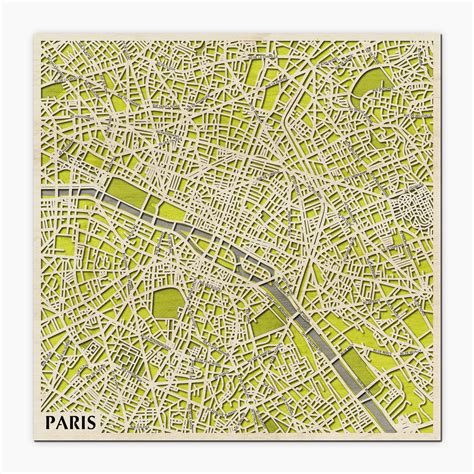 3D Paris City Map Wooden Street Map of Paris Multilayered | Etsy