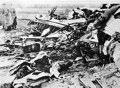 The wreckage of a Halifax bomber of RAF Bomber Command lies in a field in Germany in January ...