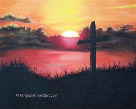 Calvary at Sunset - Teresa Bernard Oil Paintings